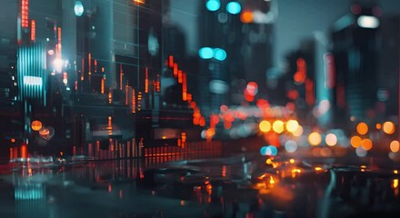 Growth of the Energy Industry: City Skyline with Stock Market Graph Overlay. Concept Energy Industry Growth, City Skyline, Stock Market Trends, Economic Development, Sustainable Energy Solutions - Powered by Adobe