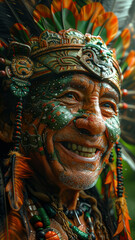 Obraz premium a man from mayan civilaization laughing .generative ai