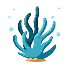 Ocean and sea plant, underwater flora, seaweed, marine life. Aquatic plant, algae, tropical seabed vector element.