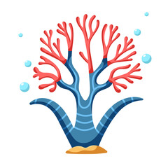 Ocean and sea plant, underwater flora, seaweed, marine life. Aquatic plant, algae, tropical seabed vector element.