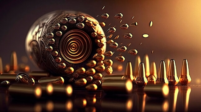 pistol and machine gun bullets. Generative AI,