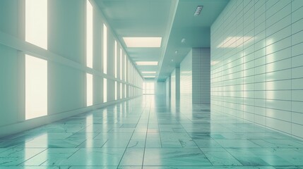 Cold empty modern interior with a corridor