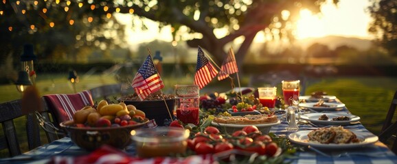 Fototapeta premium Seconds until the patriotic potluck dinner , professional photography and light