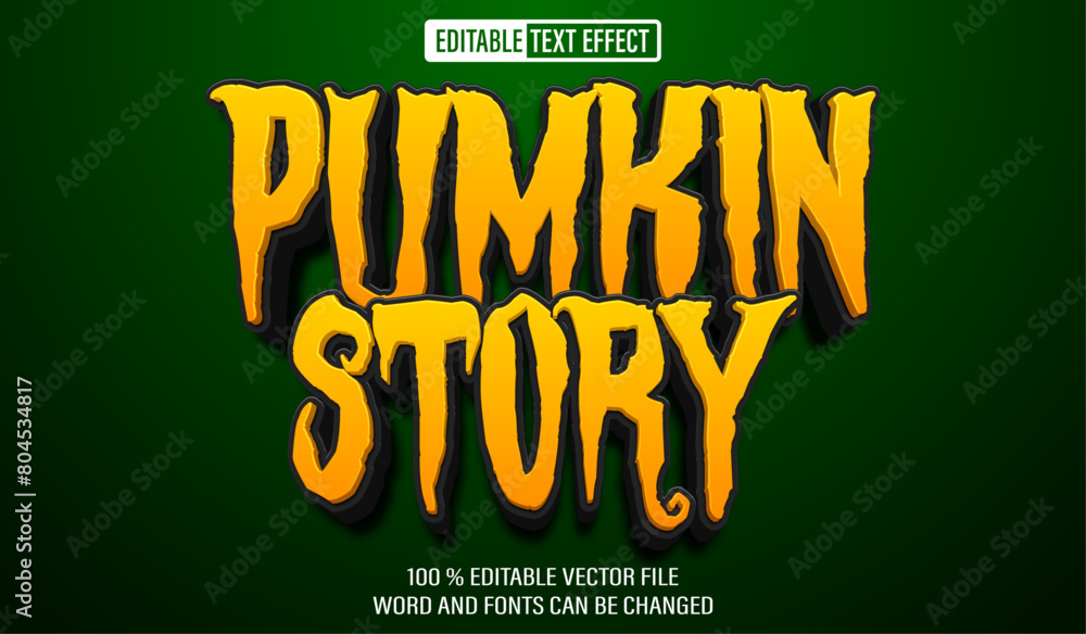 Aufkleber editable 3d text style effect - pumkin story text effect template