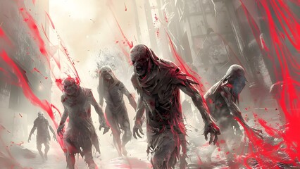 Survivors fight enhanced ghouls in a postapocalyptic horror setting. Concept Postapocalyptic World, Survivors, Enhanced Ghouls, Horror, Fight