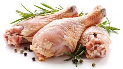 A raw piece of chicken meat is isolated on a white background