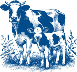 Cow Vector illustration, Hand drawn sketch livestock vector illustration