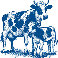 Cow Vector illustration, Hand drawn sketch livestock vector illustration