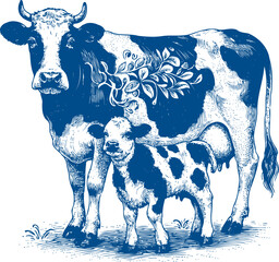 Cow Vector illustration, Hand drawn sketch livestock vector illustration