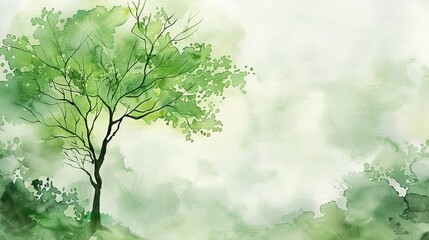 Water colour art, light green tree background  generative ai images