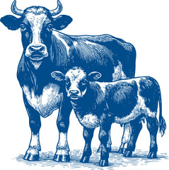 Cow Vector illustration, Hand drawn sketch livestock vector illustration