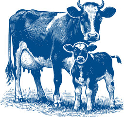Cow Vector illustration, Hand drawn sketch livestock vector illustration