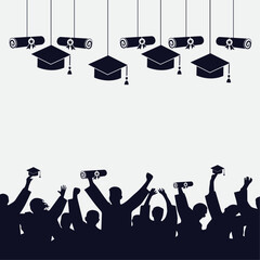 People celebrating graduation background vector