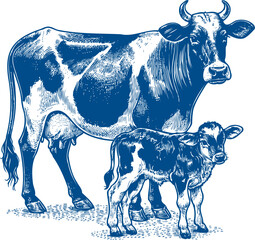 Cow Vector illustration, Hand drawn sketch livestock vector illustration