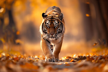 Majestic tiger prowling in the forest