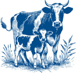 Cow Vector illustration, Hand drawn sketch livestock vector illustration