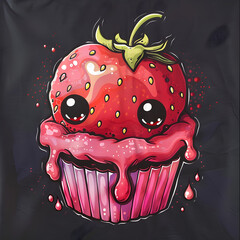 strawberry kawaii cupcake.