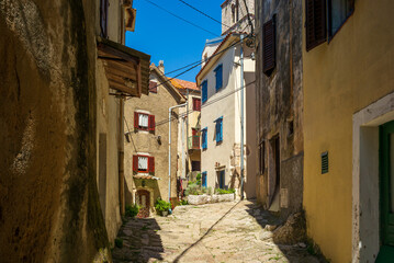 vrbnik, croatia, 29 april 2028,, street in the old historic town