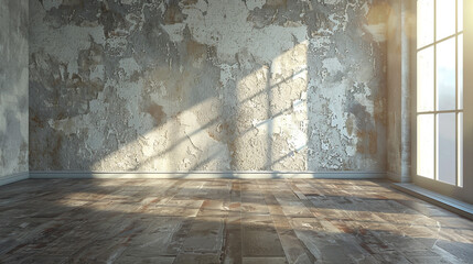 Minimalist living room background, textured wallpaper, empty wall