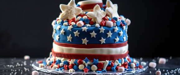 Uncle Sam hat cake with marshmallow brim , professional photography and light - obrazy, fototapety, plakaty