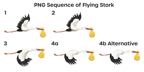 Flying Stork PNG Sequence