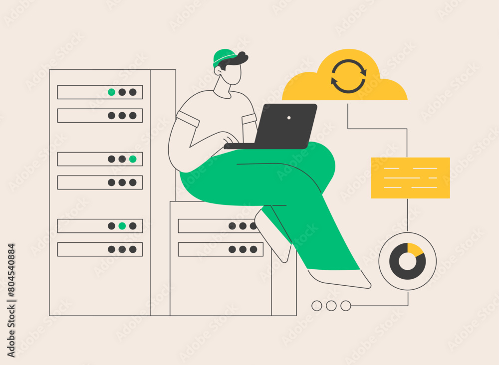 Poster backup server abstract concept vector illustration.
