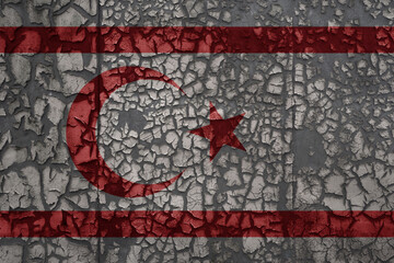 flag of northern cyprus on a old grunge metal rusty cracked wall background