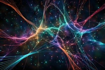 Fototapeta premium A colorful, swirling galaxy of stars and lines