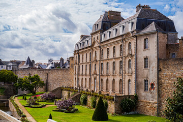 View of the historic building Hermine Castle. Photography taken in Vannes, Brittany, France.