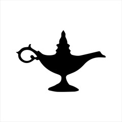 Aladdin lamp silhouette isolated on white background. Aladdin lamp icon vector illustration.