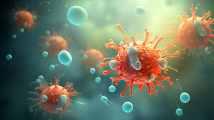 3d rendered illustration of a virus,blood cell Generative AI