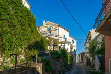 dobrinj, croatia, 30 april 2024, street in the old mountain village