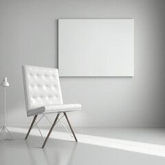 Mockup white canvas on the wall and chair deco