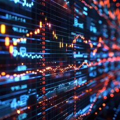 Obraz premium A computer screen shows a series of numbers and lines