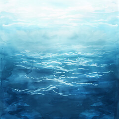 Obraz premium blue watercolor ocean water surface and underwater with waves