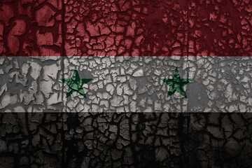 flag of syria on a old grunge metal rusty cracked wall background