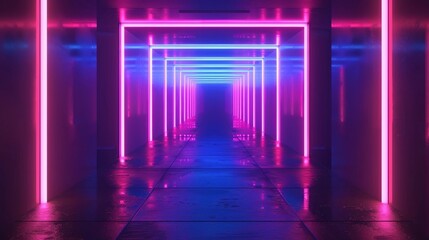 Neon-Inspired Gradient Tunnel Reflections for Futuristic Cinematic Photography