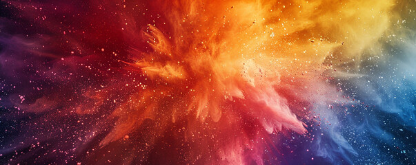 Explosion of colored powder abstract background, featuring intense brightness