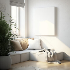Realistic modern interior canvas mockup 