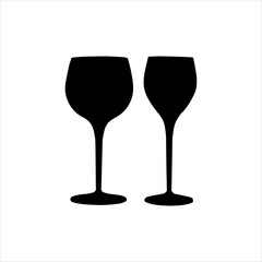 Two empty glass silhouette isolated on white background. Glass icon vector illustration.