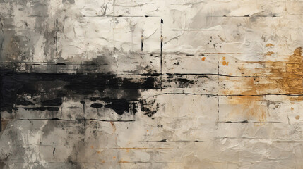 Fototapeta premium Contemporary Art of Rough Blue Sketch Splatter Oil Painting on Old Paper White Background