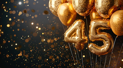 45 gold foil balloon dark background