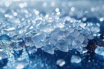 A macro shot that beautifully captures the depth and shimmer of sugar crystals with a captivating deep blue hue adding a mystical effect