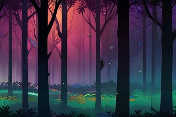 Anime fantasy magical forest background backdrop vibrant, generated ai Generative AI 