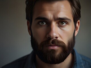 Fototapeta premium Portrait of a handsome young man with beard and mustache, Men's beauty, fashion