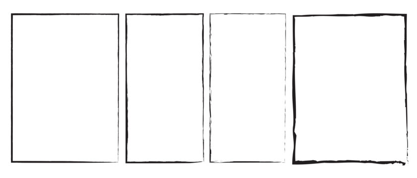 Black grunge rectangle frame isolated on white background. Abstract  grunge rectangle frame .  Retro  grunge rectangle frame. Grunge rectangles vector set.