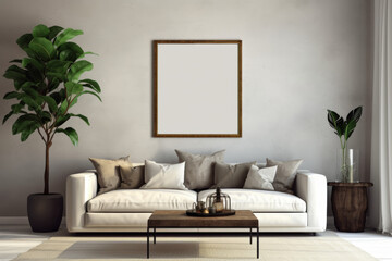 Naklejka premium Canvas mockup at modern living room