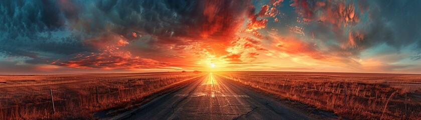 The endless road to sunset, sky, cloud, middle