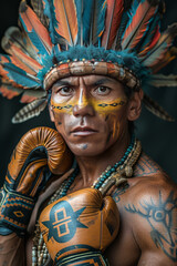 a Amazonas warrior wearing boxing gloves ,generative ai