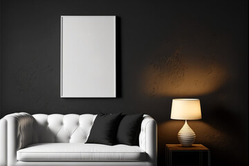 Canvas mockup at black color living room